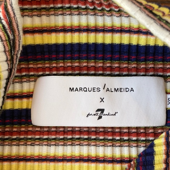 Marques Almeida x 7 For All Mankind Women's Asymmetric Striped Blouse Size XS - Picture 4 of 7